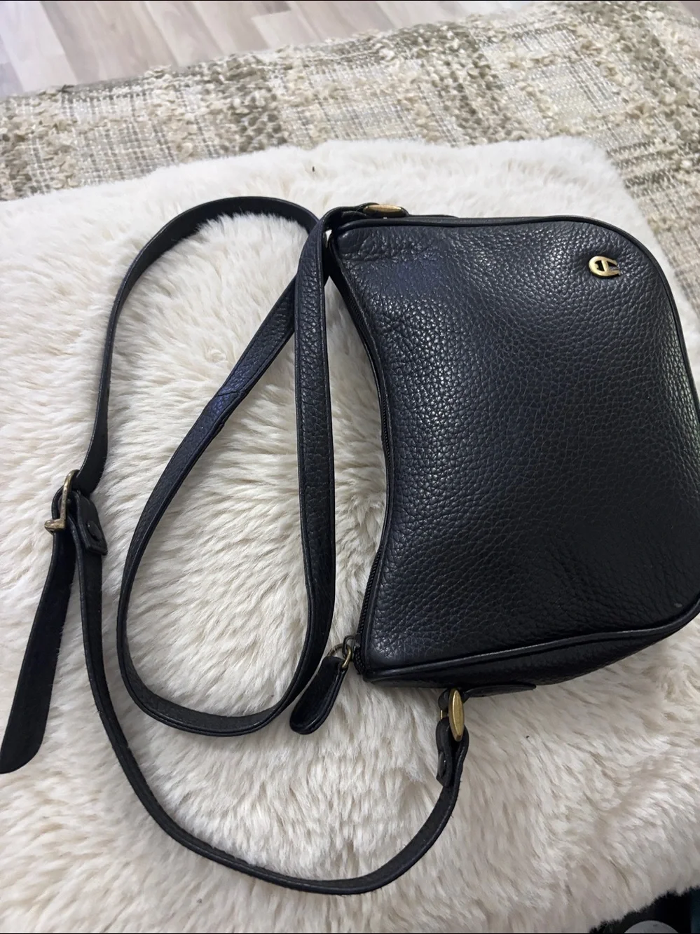 Vtg Etienne Aigner Black Leather Y2K Crossbody Shoulder Bag